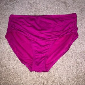 Kona Sol Pink Ruched High Waisted Bikini Bottoms